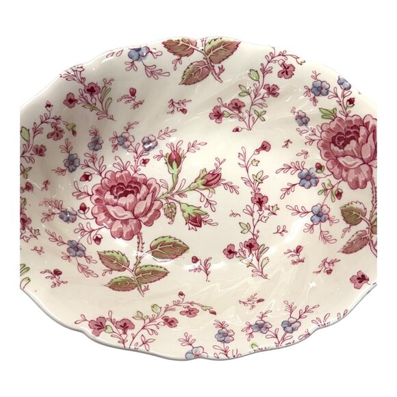 Johnson Brothers Rose Chintz Vegetable Bowl Porcelain 9" Oval Serving Vintage - Picture 9 of 9